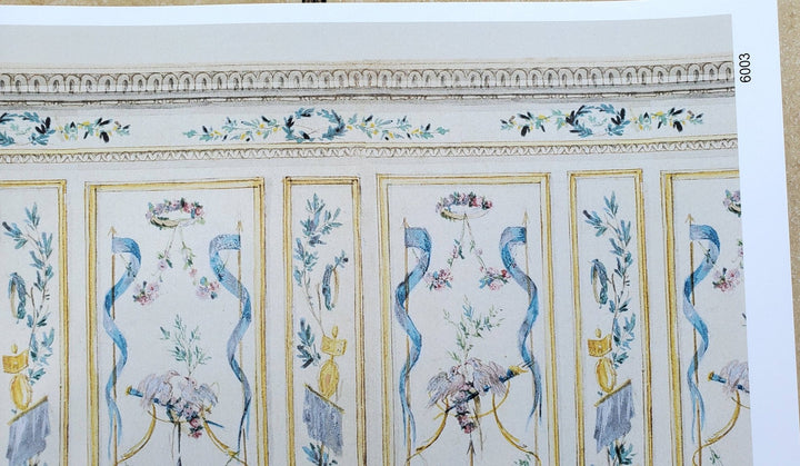 Dollhouse Wallpaper French Classical Style Birds Ribbon 1:12 Scale Itsy Bitsy - Miniature Crush