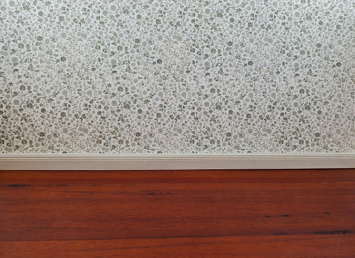 Dollhouse Wallpaper Green and Cream Flower Field 1:12 Scale by MiniatureCrush - Miniature Crush