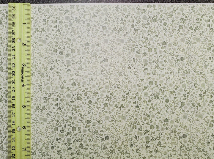 Dollhouse Wallpaper Green and Cream Flower Field 1:12 Scale by MiniatureCrush - Miniature Crush