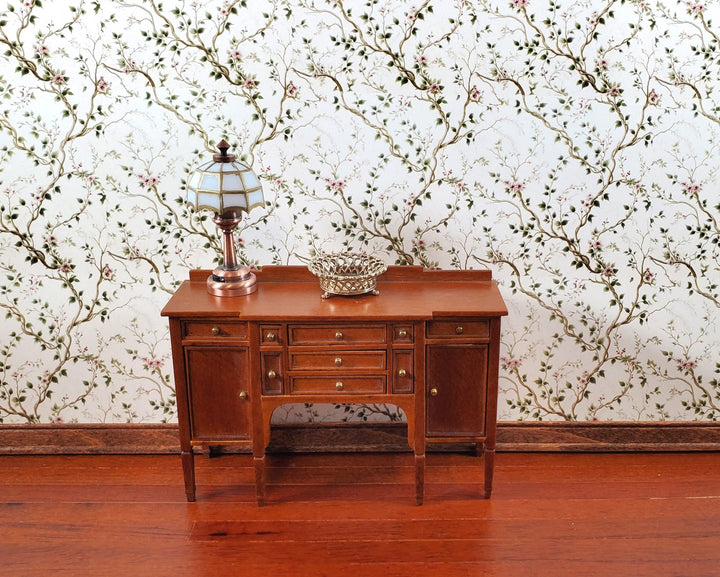 Dollhouse Wallpaper Ivory Garden Vines Pink Flowers 1:12 Scale MiniatureCrush - Miniature Crush