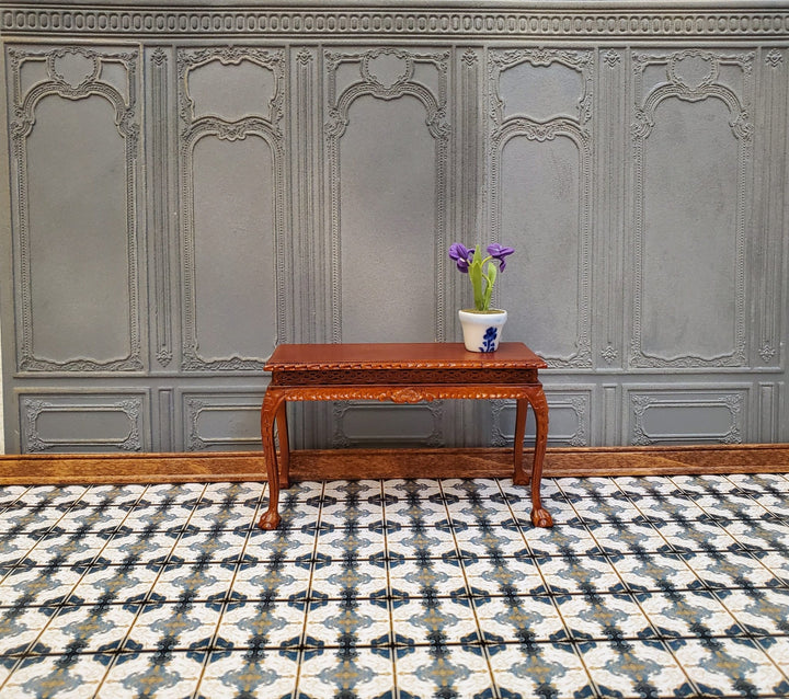 Dollhouse Wallpaper or Floor Tile Victorian Blue White Gold 1:12 Scale by MiniatureCrush - Miniature Crush