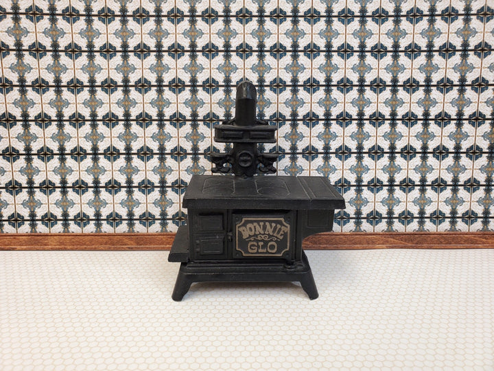 Dollhouse Wallpaper or Floor Tile Victorian Blue White Gold 1:12 Scale by MiniatureCrush - Miniature Crush