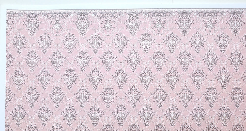 Dollhouse Wallpaper Peachy Pink Victorian 1:12 Scale Miniature by Itsy Bitsy - Miniature Crush
