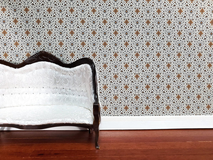 Dollhouse Wallpaper Persian Fringe with Frieze Bradbury & Bradbury 1:12 Scale - Miniature Crush