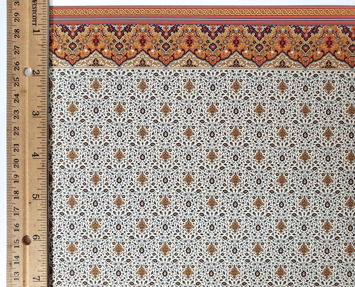 Dollhouse Wallpaper Persian Fringe with Frieze Bradbury & Bradbury 1:12 Scale - Miniature Crush