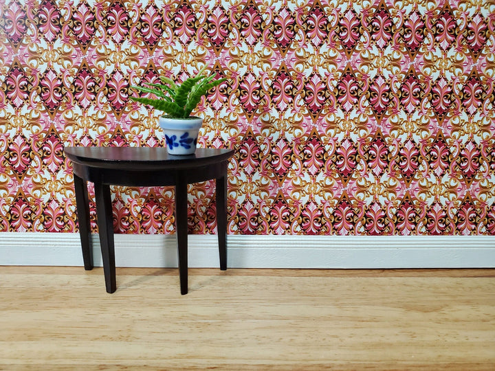 Dollhouse Wallpaper Pink Gold Black Fancy Elegant 1:12 Scale MiniatureCrush Exclusive - Miniature Crush