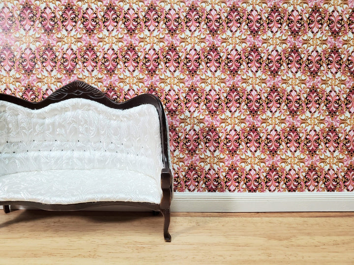 Dollhouse Wallpaper Pink Gold Black Fancy Elegant 1:12 Scale MiniatureCrush Exclusive - Miniature Crush