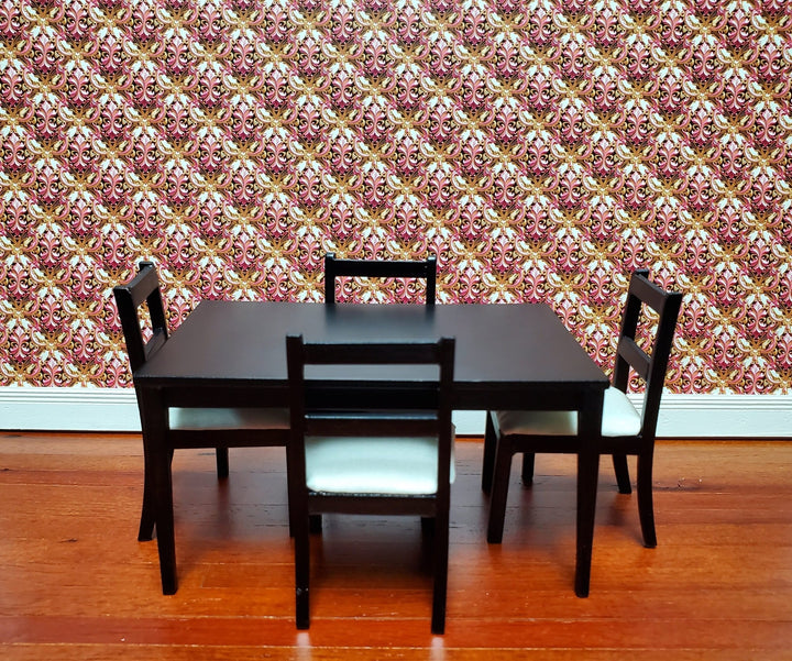 Dollhouse Wallpaper Pink Gold White Formal Elegant 1:12 Scale MiniatureCrush Exclusive - Miniature Crush