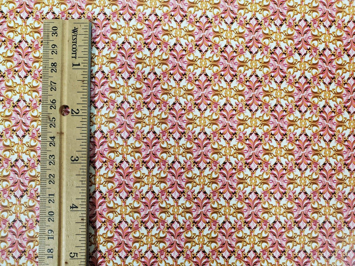Dollhouse Wallpaper Pink Gold White Opulent Elegant 1:12 Scale MiniatureCrush Exclusive - Miniature Crush