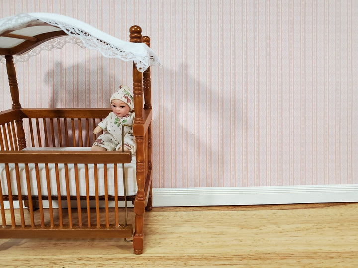 Dollhouse Wallpaper Pink Pale Subtle Stripes 3 Sheets 1:12 Scale Miniatures - Miniature Crush