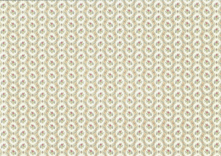 Dollhouse Wallpaper Pink Roses "Ogee Lace" 3 Pieces 1:12 Scale by MiniGraphics - Miniature Crush