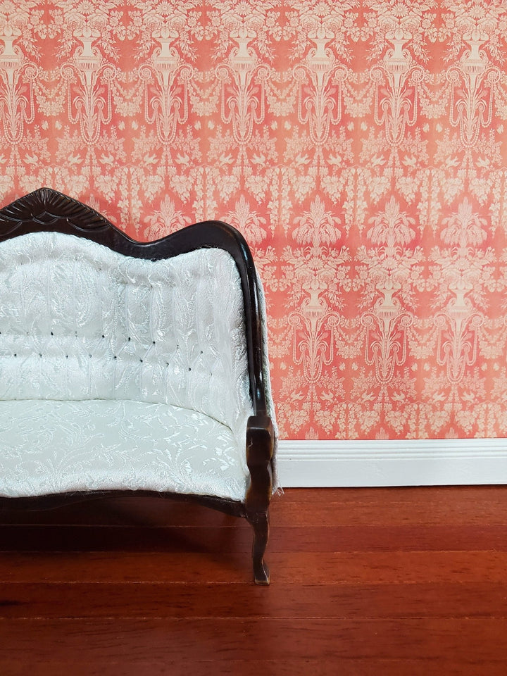 Dollhouse Wallpaper Pink Salmon Victorian 1:12 Scale World Model Floral Ivy - Miniature Crush