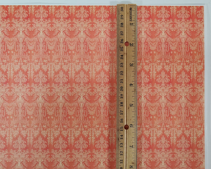 Dollhouse Wallpaper Pink Salmon Victorian 1:12 Scale World Model Floral Ivy - Miniature Crush
