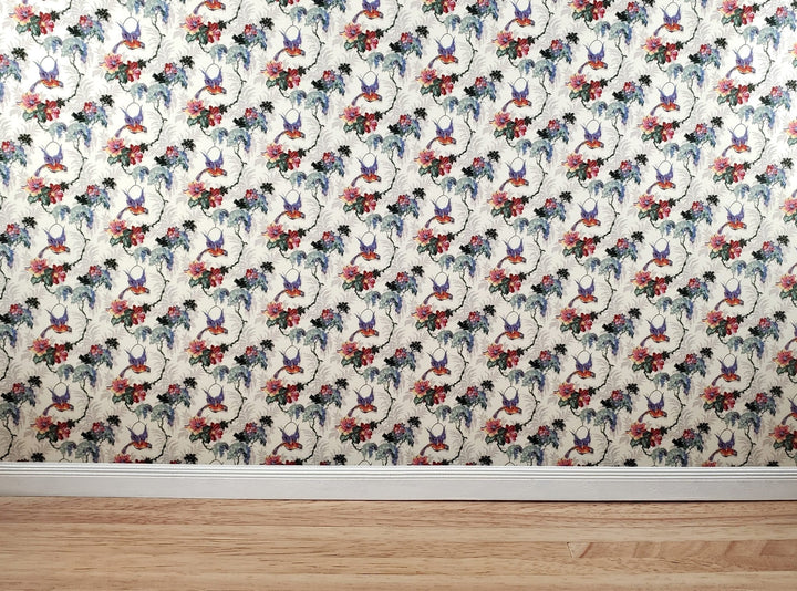 Dollhouse Wallpaper Polly's Predicament Birds Floral Bradbury & Bradbury 1:12 Scale - Miniature Crush
