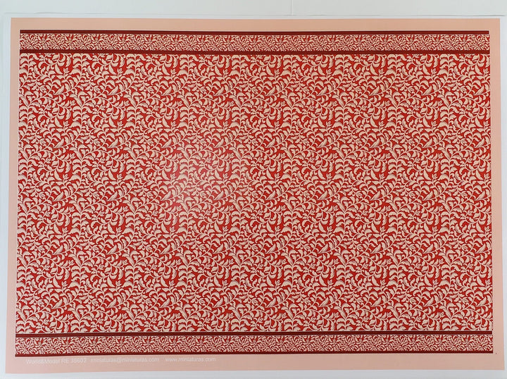 Dollhouse Wallpaper Reds Victorian Fern Leaves 1:12 Scale World Model 35602 - Miniature Crush