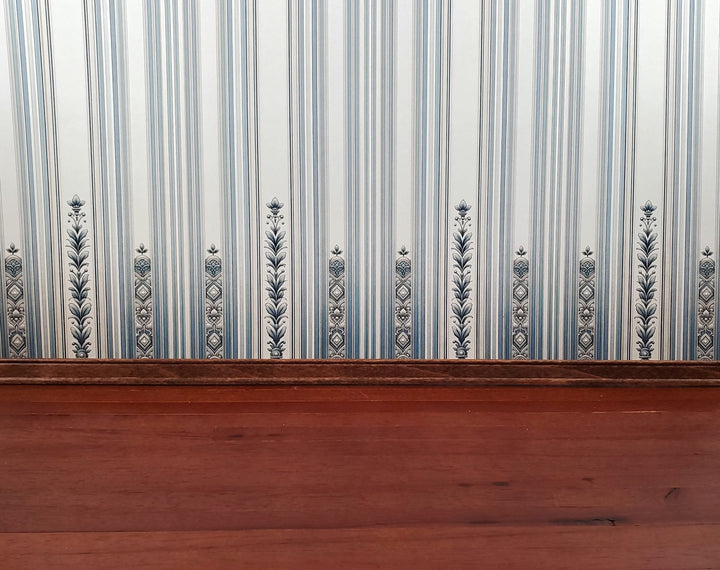 Dollhouse Wallpaper Regal Blues Cream Striped 1:12 Scale MiniatureCrush - Miniature Crush