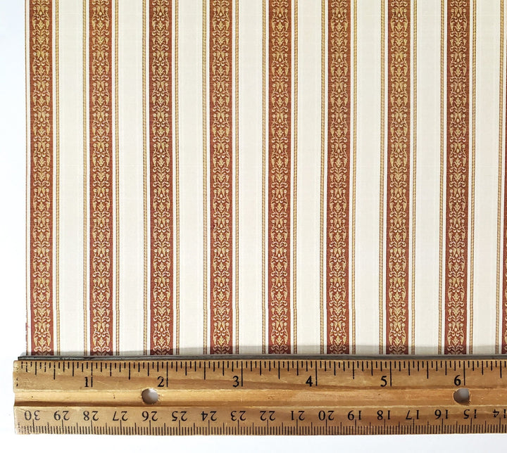 Dollhouse Wallpaper Wide Stripes Rust Beige Gold 1:12 Scale World Model 35580 - Miniature Crush
