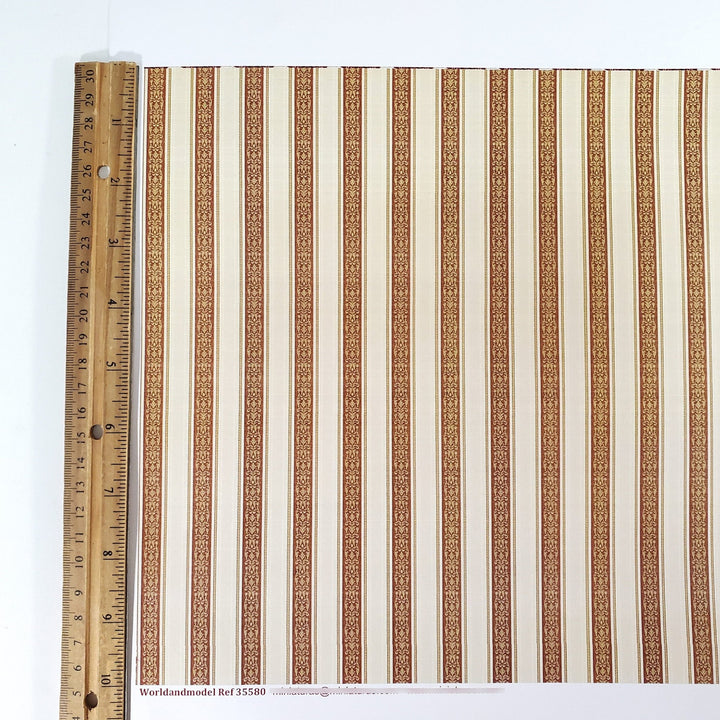 Dollhouse Wallpaper Wide Stripes Rust Beige Gold 1:12 Scale World Model 35580 - Miniature Crush