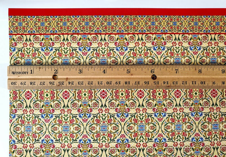 Dollhouse Wallpaper William Morris Beige Red Green Floral World Model WM35702 - Miniature Crush