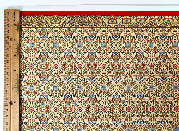 Dollhouse Wallpaper William Morris Beige Red Green Floral World Model WM35702 - Miniature Crush