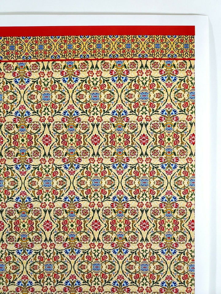 Dollhouse Wallpaper William Morris Beige Red Green Floral World Model WM35702 - Miniature Crush