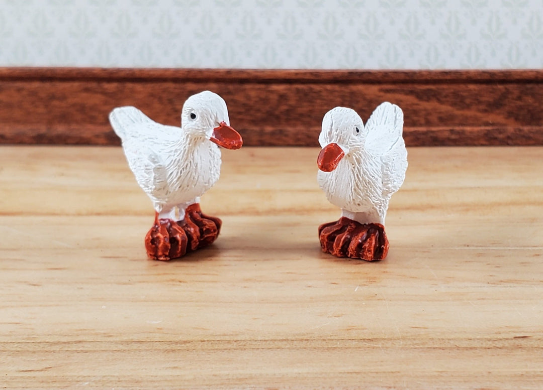 Dollhouse White Ducks Set of 2 1:12 Scale Miniature Pet Orange Feet - Miniature Crush