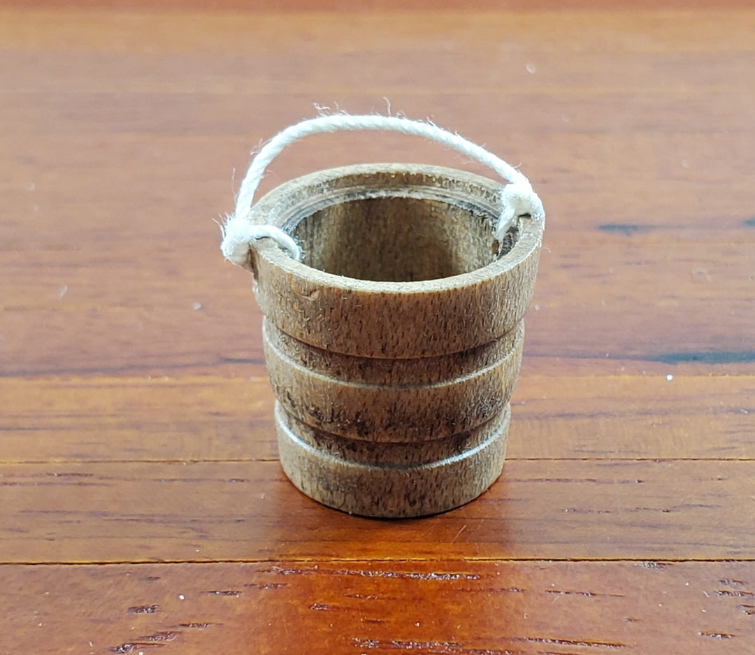Dollhouse Wooden Bucket Aged Finish 1:12 Scale Miniature Accessories Handcrafted - Miniature Crush