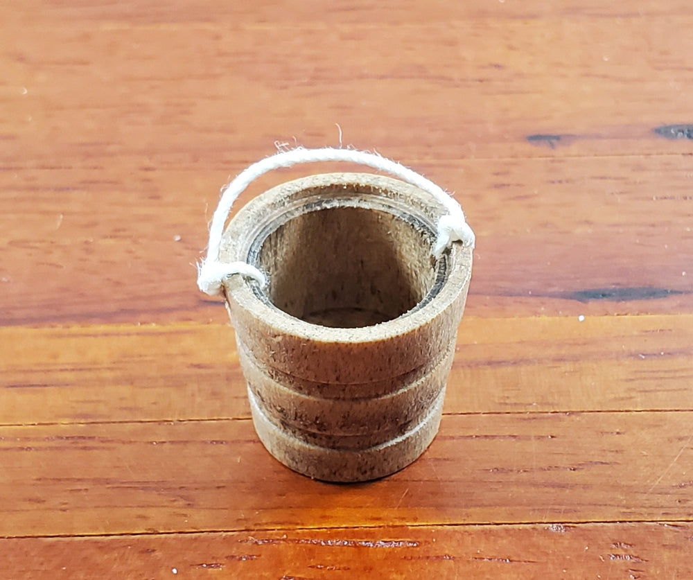 Dollhouse Wooden Bucket Aged Finish 1:12 Scale Miniature Accessories Handcrafted - Miniature Crush
