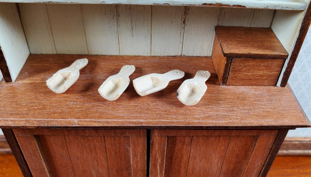 Dollhouse Wooden Scoop for Grain Flour Corn 4 Pieces 1:12 Scale Miniature - Miniature Crush