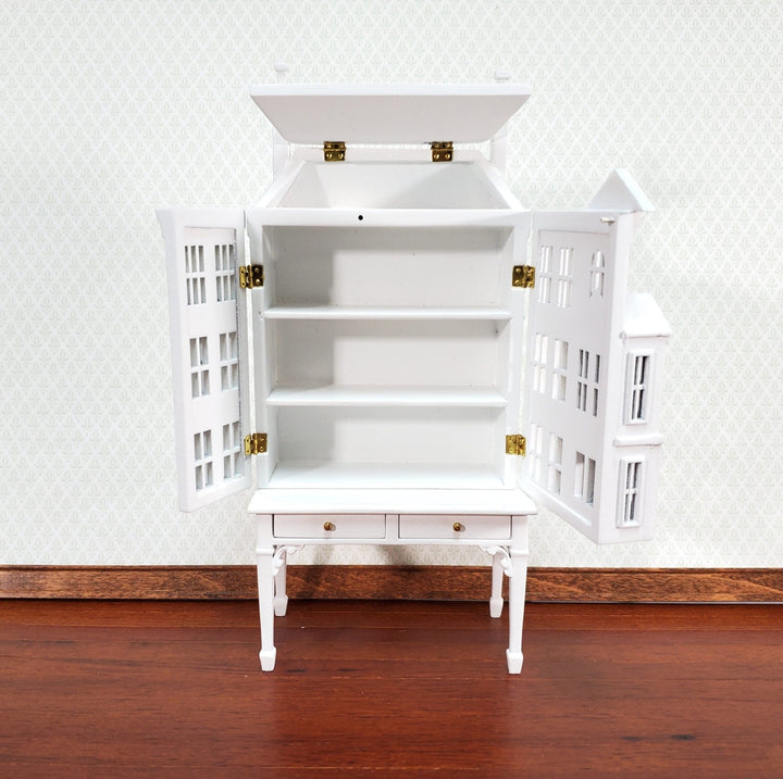 JBM 1:144 Scale Dollhouse with Table White 4 Level Front Opening Miniature - Miniature Crush