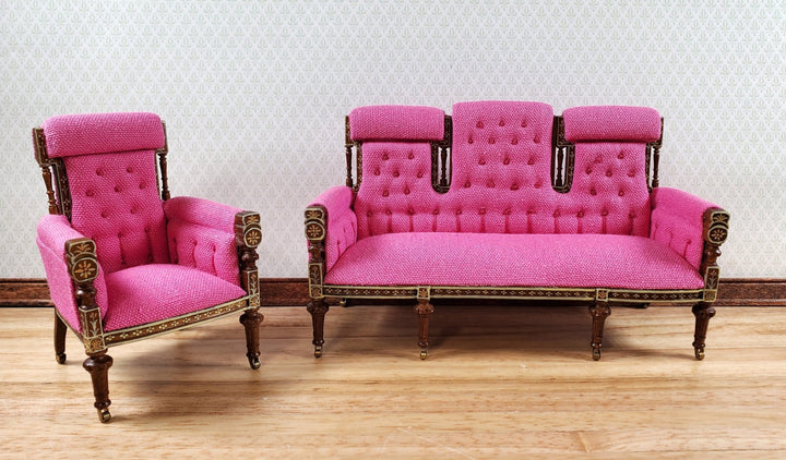 JBM Dollhouse Chair 18th Century French Style HOT PINK 1:12 Scale Miniature Furniture - Miniature Crush