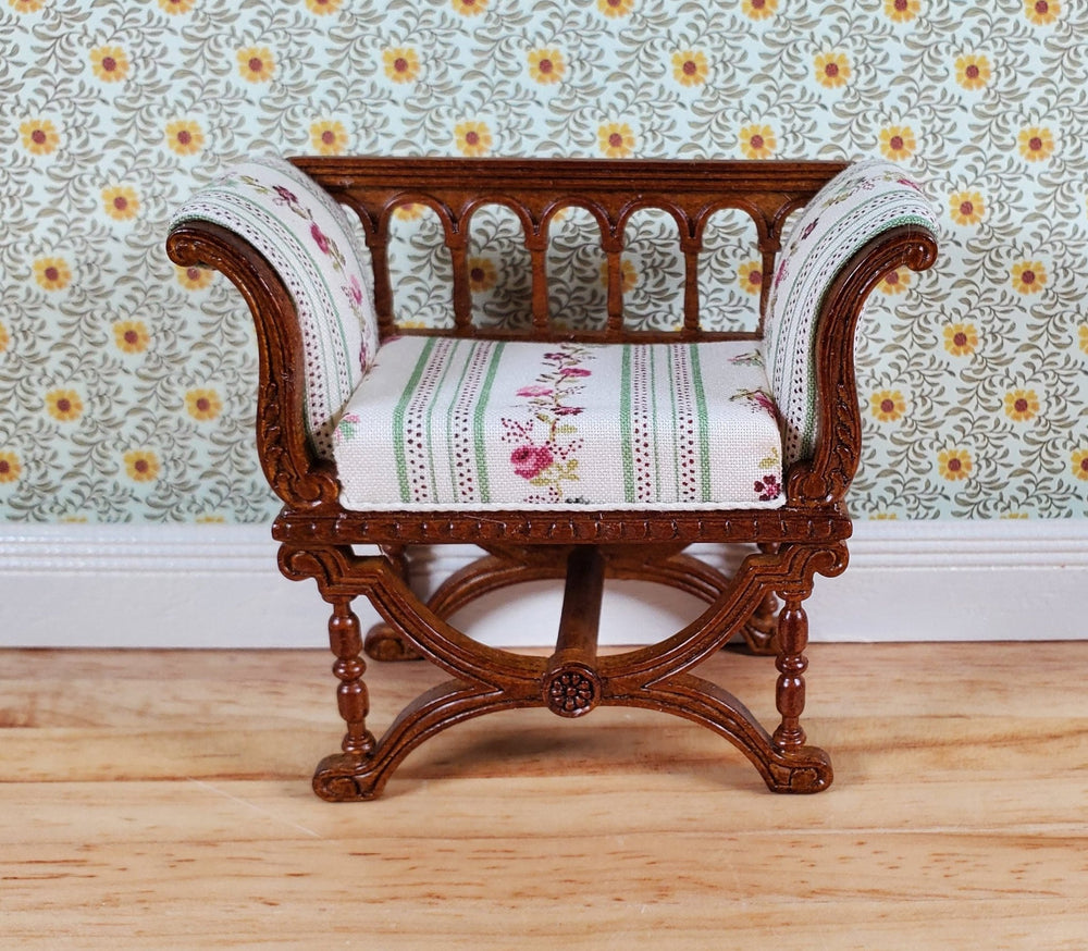 JBM Dollhouse Curule Bench Seat Chair Victorian 1:12 Scale Miniature Furniture - Miniature Crush