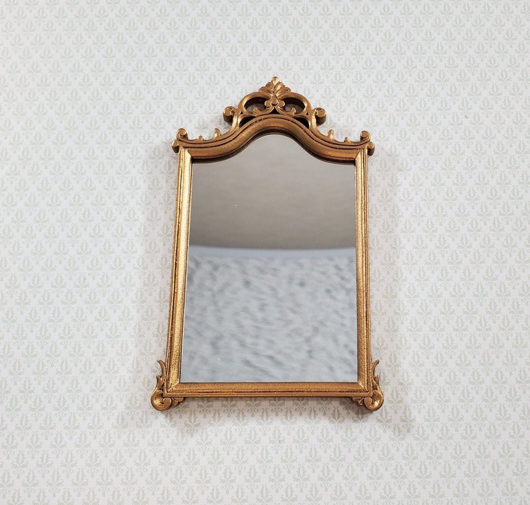 JBM Dollhouse Mirror Gold Finish Louis XV Rococo Style 1:12 Scale Miniature - Miniature Crush
