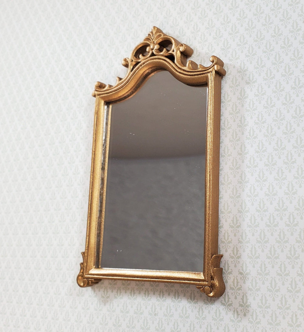 JBM Dollhouse Mirror Gold Finish Louis XV Rococo Style 1:12 Scale Miniature - Miniature Crush
