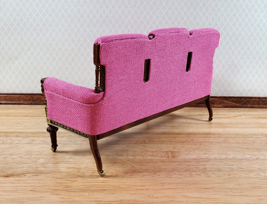 JBM Dollhouse Settee Sofa 18th Century French Style HOT PINK 1:12 Scale Miniature - Miniature Crush