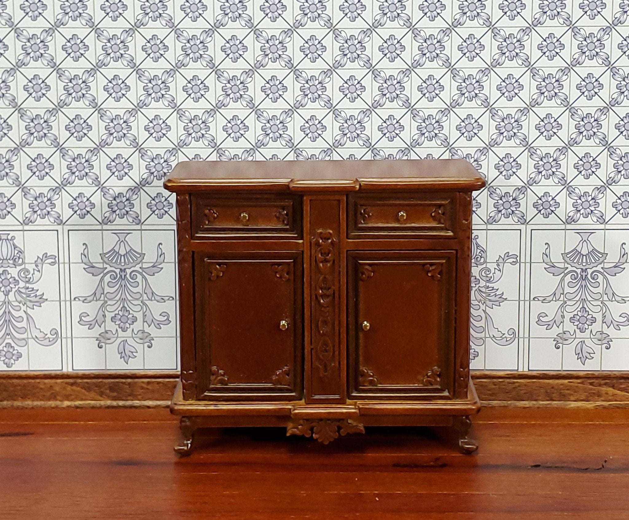 Melody Jane Dollhouse Rococo Chaise Longue | 1:12 Scale White Cream Walnut Miniature Furniture