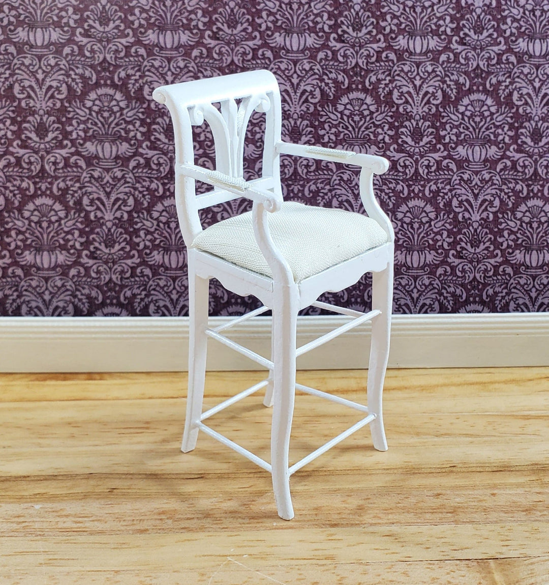 JBM Dollhouse Tall Bar Chair Stool with Padded Seat WHITE 1:12 Scale Furniture - Miniature Crush