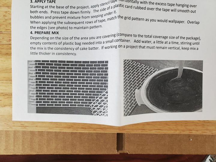 Magic Masonry White Brick KIT 4.5 Square Feet Stencil and Powder Set 1:12 Scale - Miniature Crush