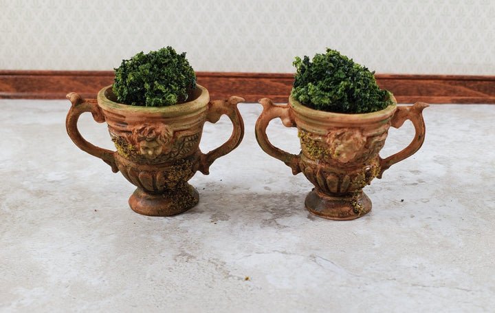 Miniature 2 Handled Urn Planter Cast Resin 1:12 Scale Dollhouse Aged with Moss A1049A Falcon - Miniature Crush