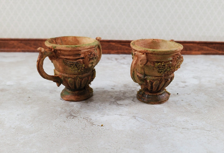 Miniature 2 Handled Urn Planter Cast Resin 1:12 Scale Dollhouse Aged with Moss A1049A Falcon - Miniature Crush