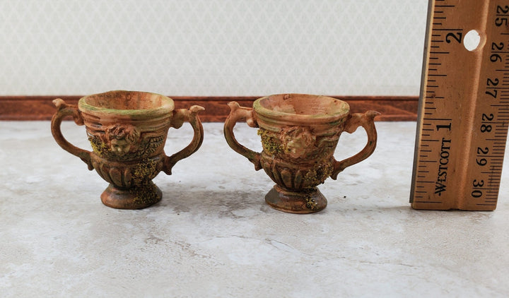 Miniature 2 Handled Urn Planter Cast Resin 1:12 Scale Dollhouse Aged with Moss A1049A Falcon - Miniature Crush