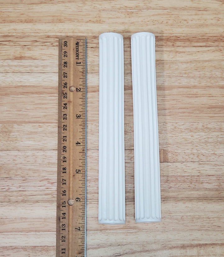 Miniature 2 Round Fluted Columns Pillars Hard Cast Resin 6 3/4" Tall Model Scenery - Miniature Crush