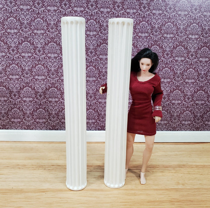 Miniature 2 Round Fluted Columns Pillars Hard Cast Resin 6 3/4" Tall Model Scenery - Miniature Crush
