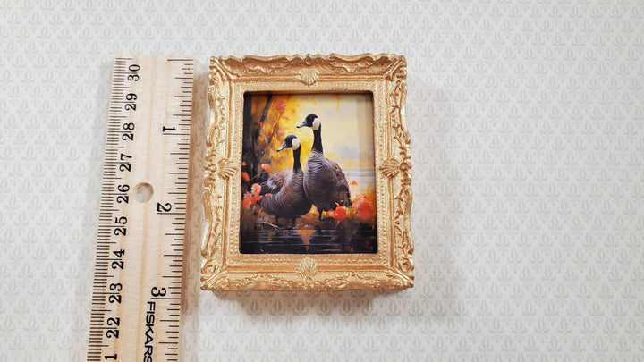 Miniature Canada Geese Framed Print Gold 1:12 Scale Handmade for Dollhouse - Miniature Crush