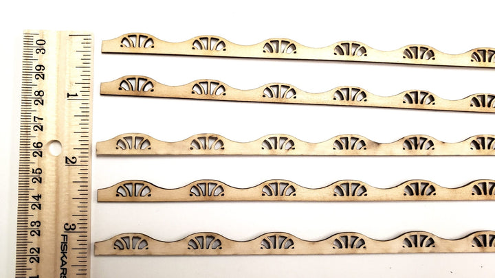 Miniature Decorative Trim Art Nouveau Style 5 Pieces 5/16" x 17 3/8" long x 1/16" Thick - Miniature Crush