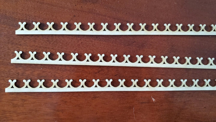 Miniature Decorative Trim Victorian Style 3 Pieces 1/2" x 17 1/2" long x 1/16" - Miniature Crush