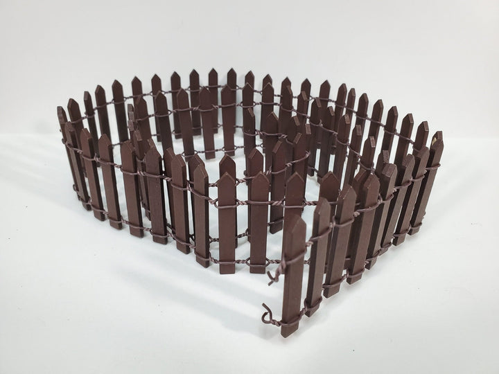 Miniature Fencing Brown Picket Fence Wood & Metal 100 cm x 5 cm tall Bendable - Miniature Crush