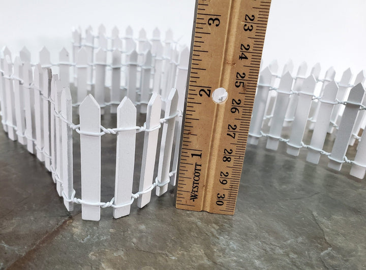 Miniature Fencing White Picket Fence Wood & Metal 100 cm x 5 cm tall Bendable - Miniature Crush