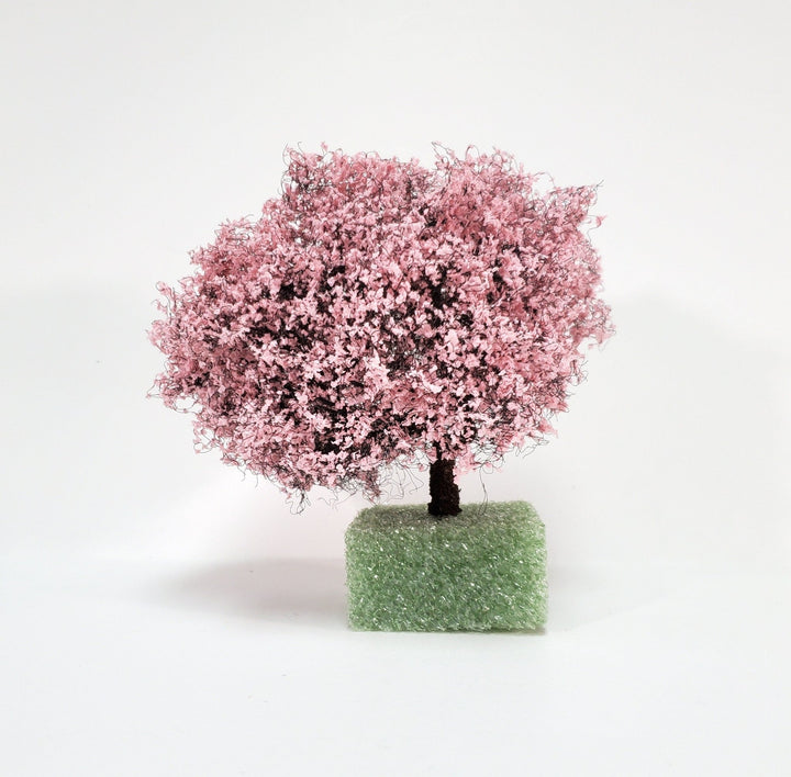 Miniature Flowering Cherry Tree or Bush Large Pink & White 4" Tall - Miniature Crush