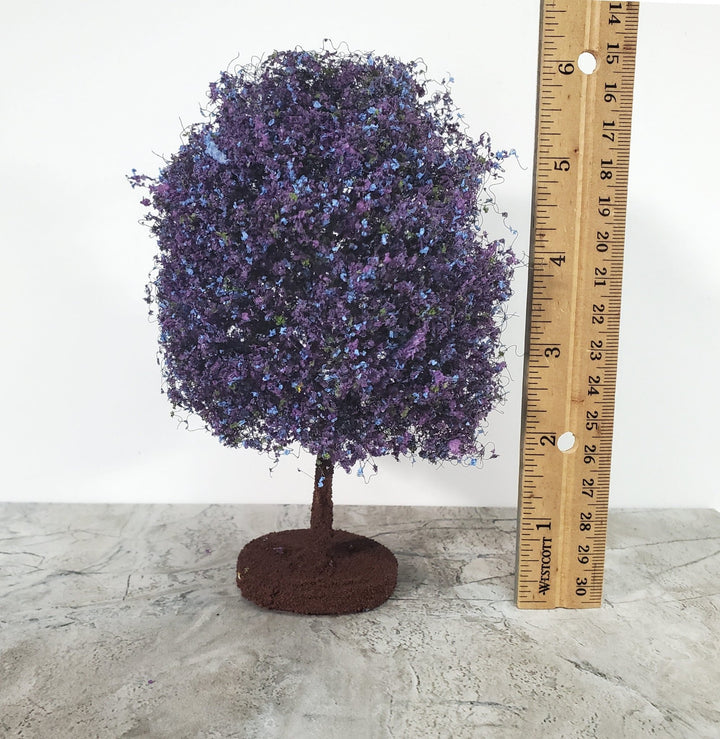 Miniature Flowering Tree or Bush Large Purple 6" Tall on Free Standing Base - Miniature Crush